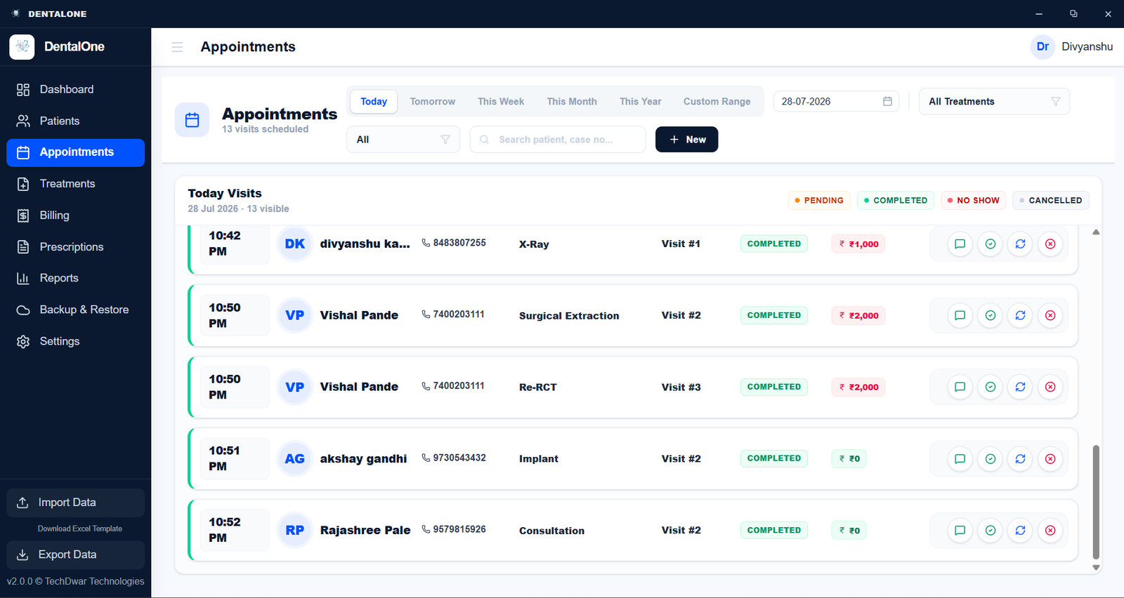 Appointment Management - Calendar scheduling interface