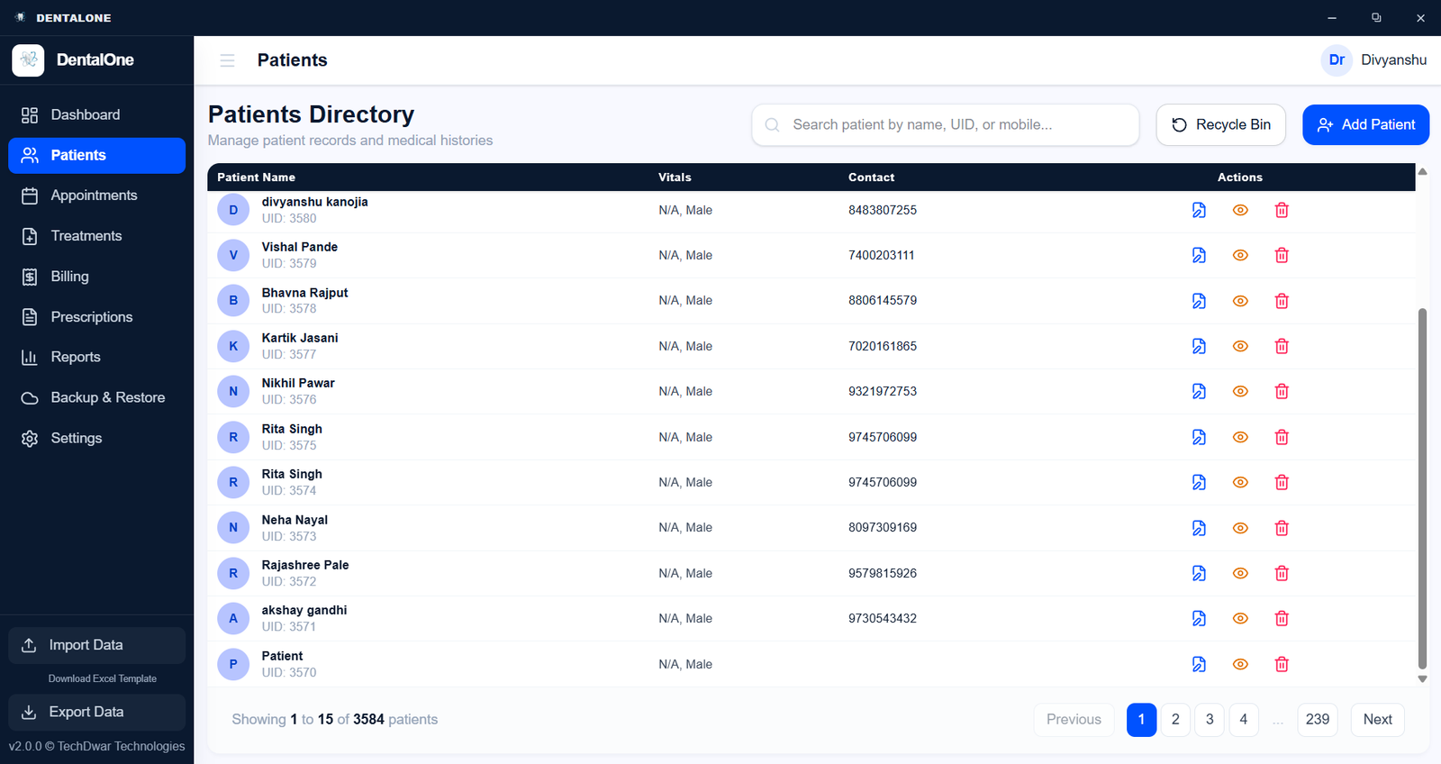 Patient Directory - Comprehensive patient management dashboard