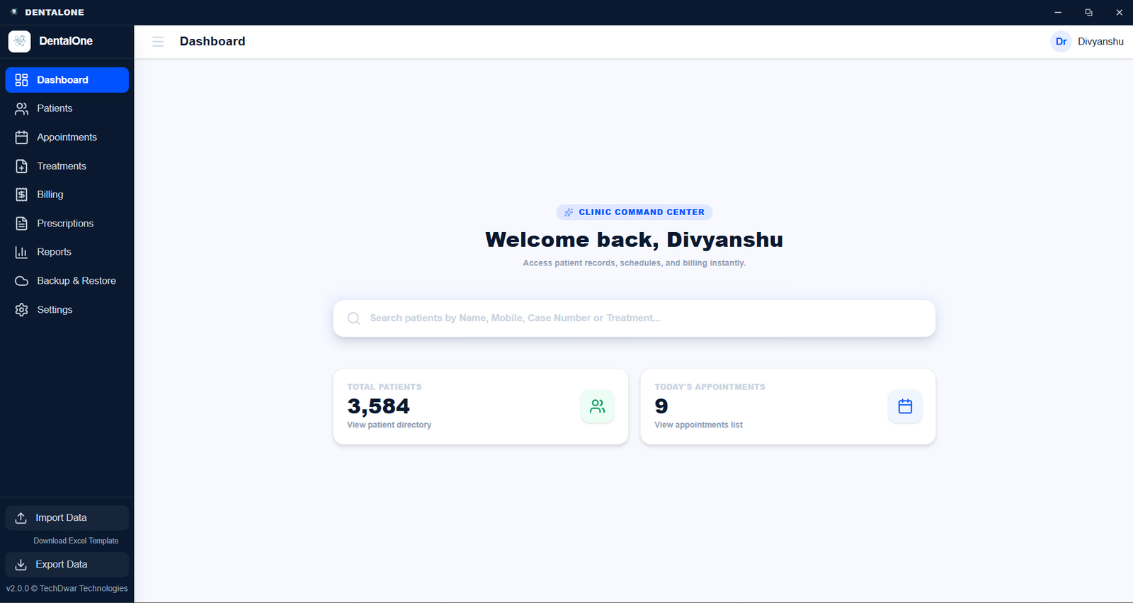 DentalOne Dashboard Preview