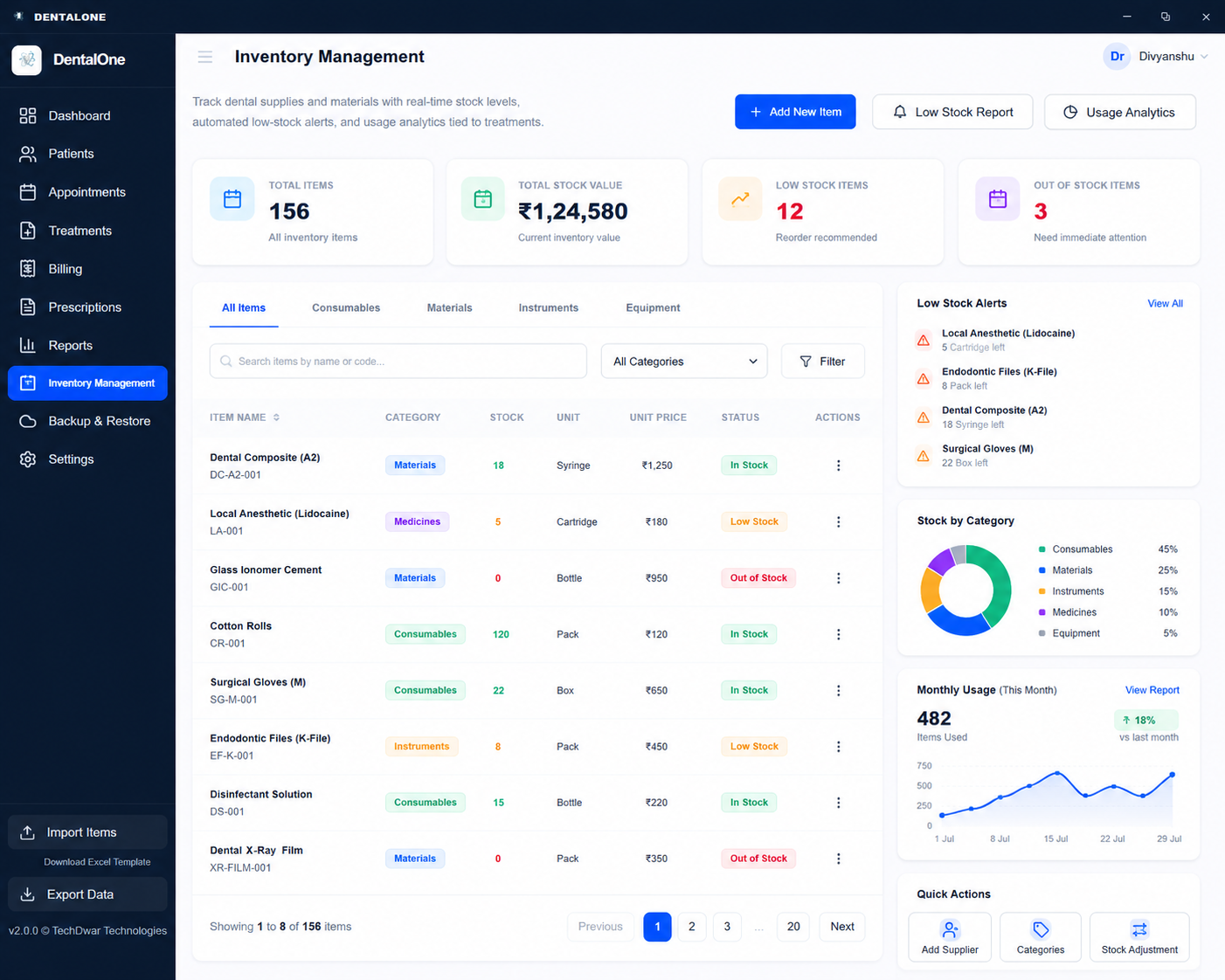 Inventory Management - Real-time stock and supply tracking